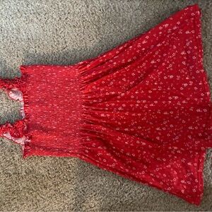 Red Floral Sleeveless Dress